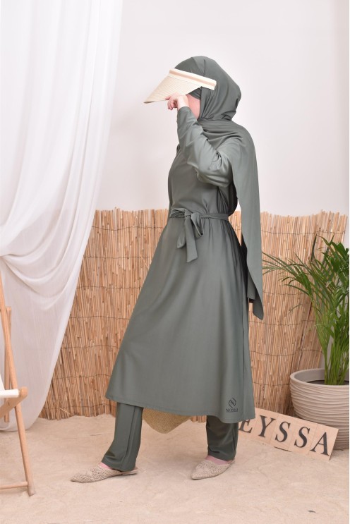 4-piece burkini, long tunic, palazzo, hijab and belt, summer hijabi