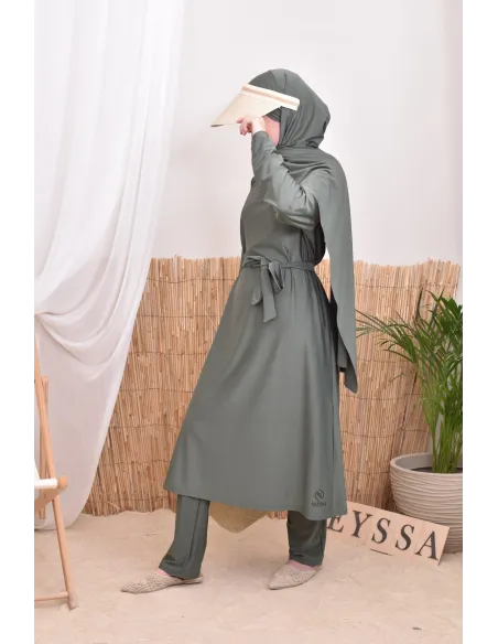 4-teiliger Burkini, lange Tunika, Palazzo,Hijab und Gürtel, Hijabi.