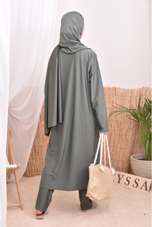 Burkini 4 pièces, tunique longue, palazzo,hijab et ceinture, hijabi