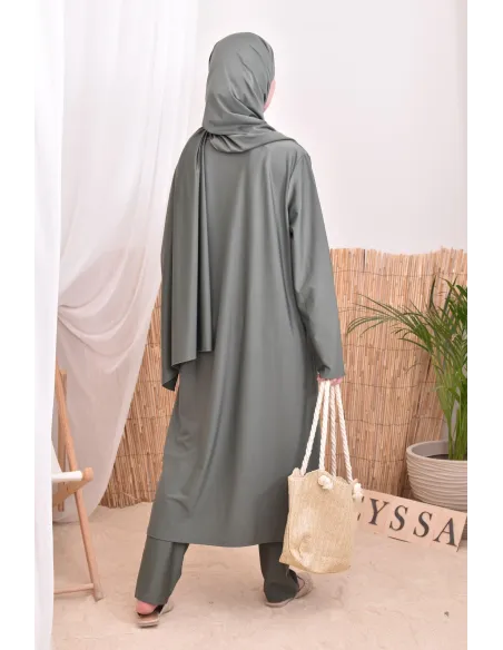 4-teiliger Burkini, lange Tunika, Palazzo,Hijab und Gürtel, Hijabi.