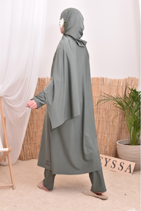 Burkini 4 pièces, tunique longue, palazzo,hijab et ceinture, hijabi