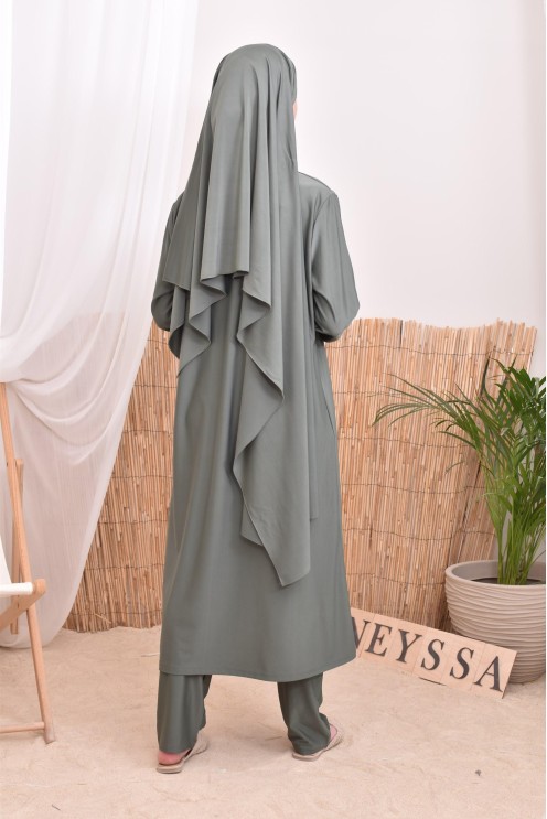 4-piece burkini, long tunic, palazzo, hijab and belt, summer hijabi