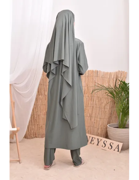 4-piece burkini, long tunic, palazzo, hijab and belt, summer hijabi