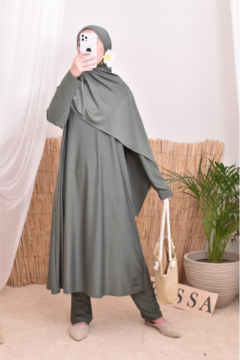4-piece burkini, long tunic, palazzo, hijab and belt, summer hijabi