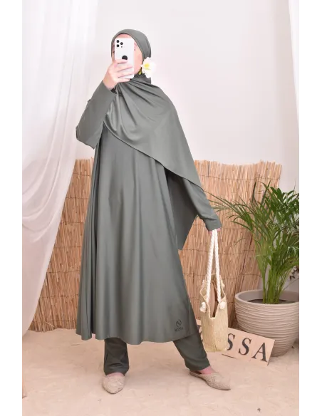 4-piece burkini, long tunic, palazzo, hijab and belt, summer hijabi
