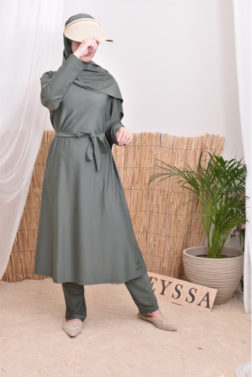 Burkini 4 pièces, tunique longue, palazzo,hijab et ceinture, hijabi