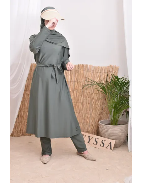 Burkini 4 pièces, tunique longue, palazzo,hijab et ceinture, hijabi