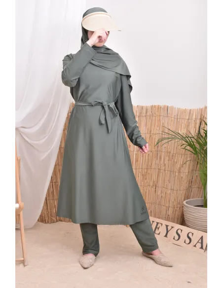 Burkini 4 pièces, tunique longue, palazzo,hijab et ceinture, hijabi