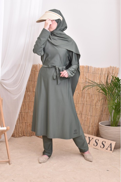 Burkini 4 pièces, tunique longue, palazzo,hijab et ceinture, hijabi