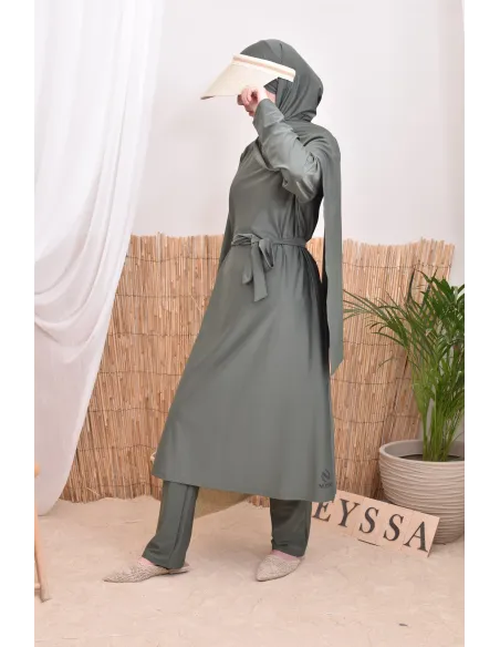 4-piece burkini, long tunic, palazzo, hijab and belt, summer hijabi