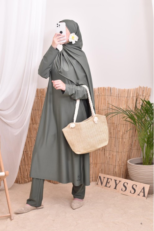 4-piece burkini, long tunic, palazzo, hijab and belt, summer hijabi