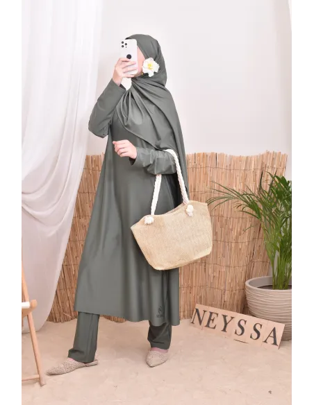 4-piece burkini, long tunic, palazzo, hijab and belt, summer hijabi