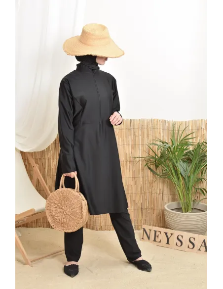 Long tunic burkini with zip, pants and hood Neyssa Collection