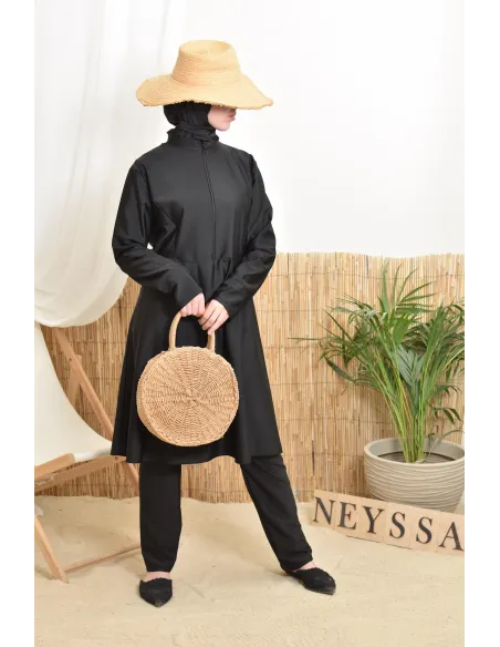 Burkini noir long zippée avec pantalon et cagoule Neyssa Confection