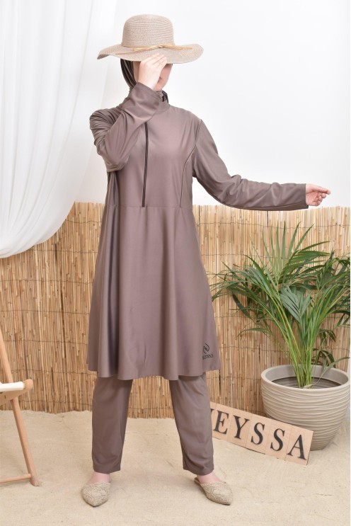 Long tunic bathing burkini with zip, pants and hood summer 2024
