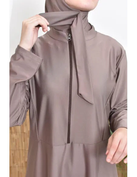 Long tunic bathing burkini with zip, pants and hood summer 2024