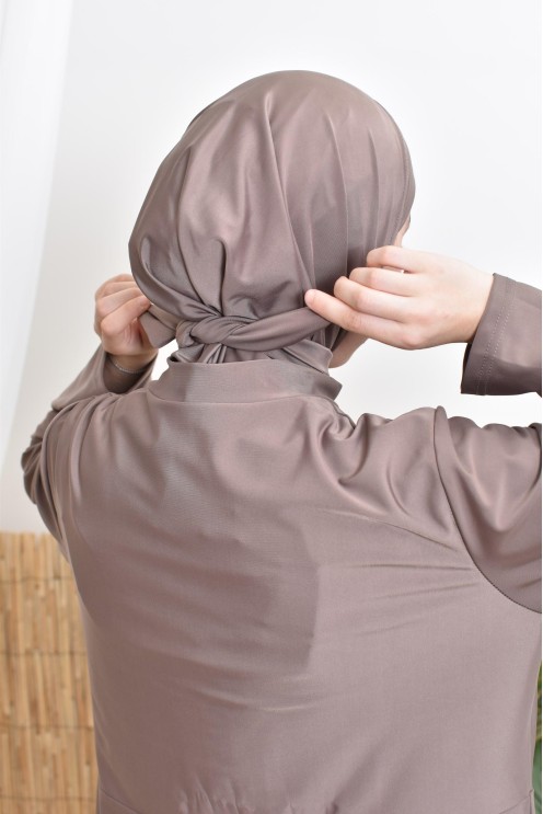 Badeburkini lange Tunika mit Reißverschluss mit Hose und Kapuze Sommer 2024