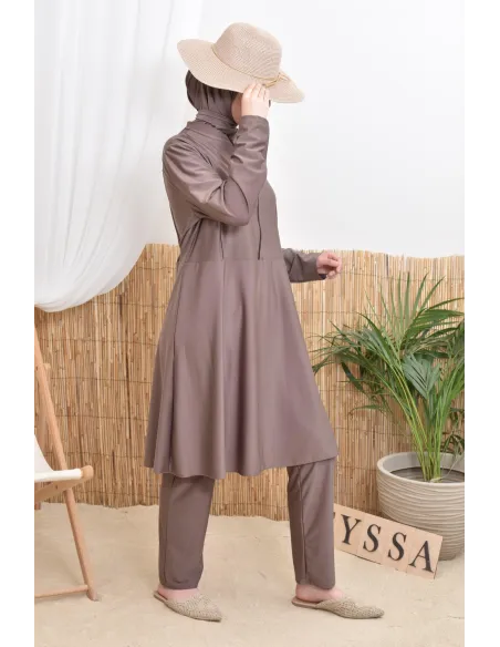 Long tunic bathing burkini with zip, pants and hood summer 2024