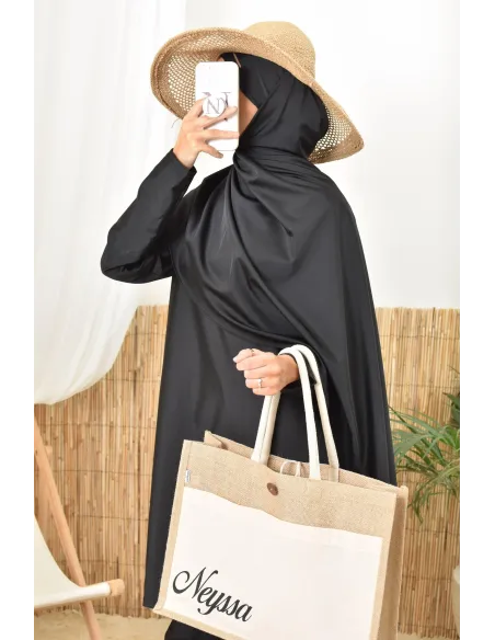 Burkini long noir twil, tunique avec son pantalon et hijab intégré
