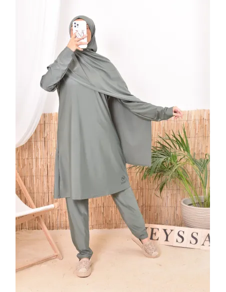 Burkini kaki lang mastour perfekt für die verschleierte Frau Neyssa Confection.