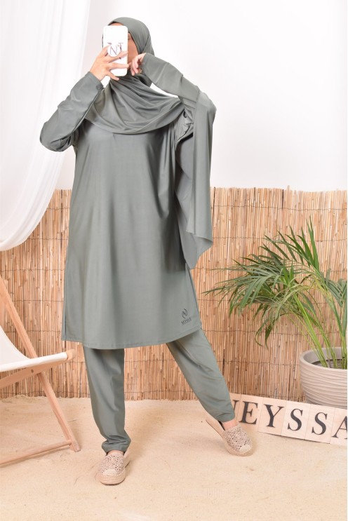 Burkini kaki lang mastour perfekt für die verschleierte Frau Neyssa Confection.