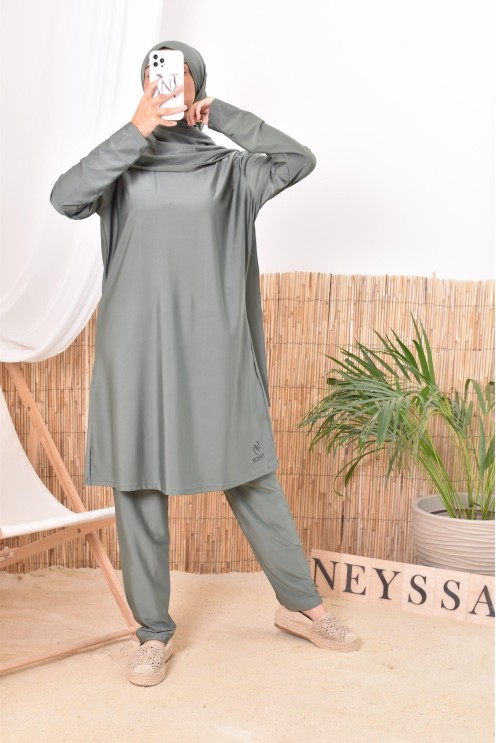 Long khaki mastour burkini perfect for the veiled woman Neyssa Confection