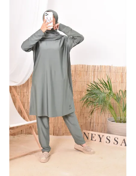 Burkini kaki lang mastour perfekt für die verschleierte Frau Neyssa Confection.