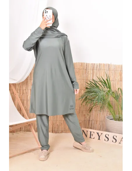Long khaki mastour burkini perfect for the veiled woman Neyssa Confection