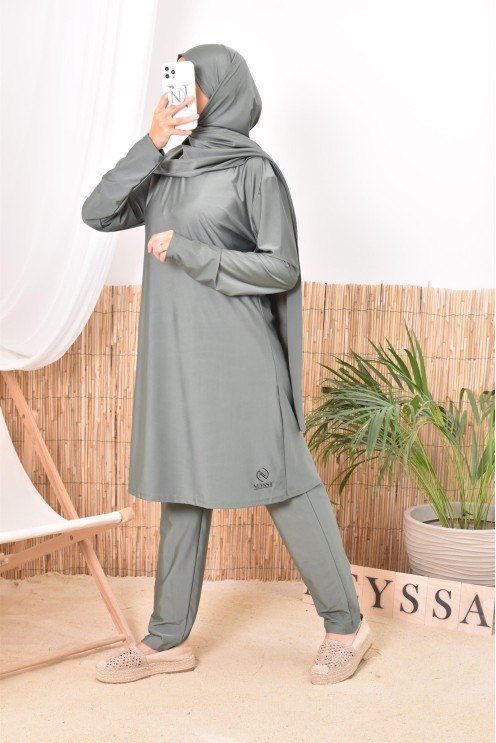 Long khaki mastour burkini perfect for the veiled woman Neyssa Confection