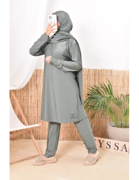 Long khaki mastour burkini perfect for the veiled woman Neyssa Confection