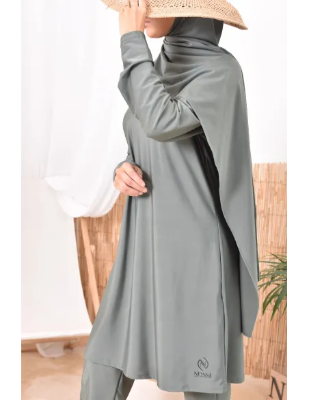 Burkini kaki long mastour parfait pour la femme voilée Neyssa Confection