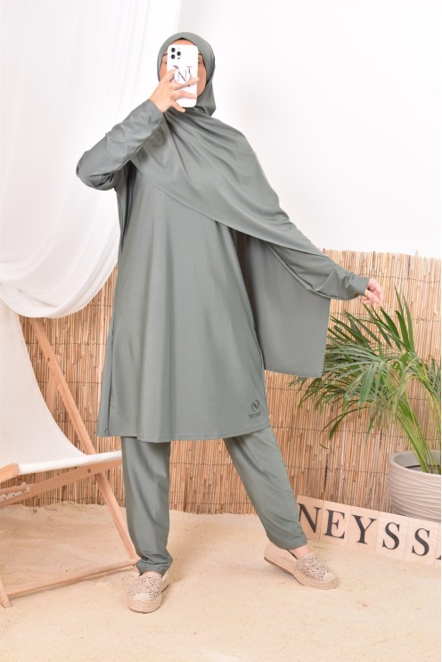 Long khaki mastour burkini perfect for the veiled woman Neyssa Confection