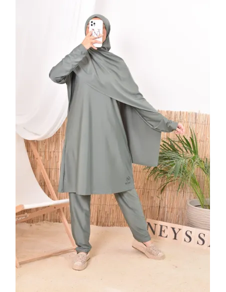 Long khaki mastour burkini perfect for the veiled woman Neyssa Confection