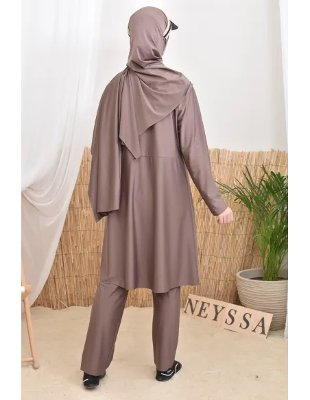 Langer Burkini mit ausgestelltem Schnitt Tunika mit Reißverschluss