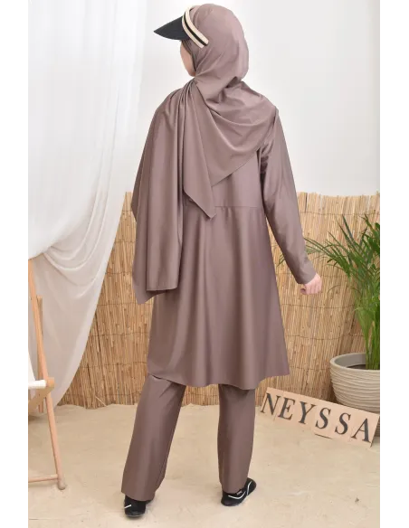 Langer Burkini mit ausgestelltem Schnitt Tunika mit Reißverschluss