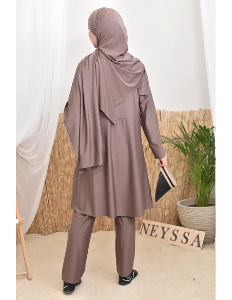 Langer Burkini mit ausgestelltem Schnitt Tunika mit Reißverschluss