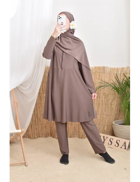 Burkini long flared cut tunic with zip, ideal for nursing mothers