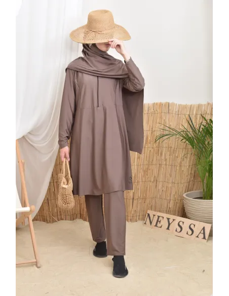Burkini long flared cut tunic with zip, ideal for nursing mothers