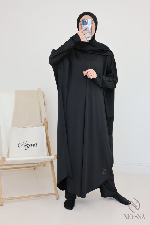 Schwarzer Burkini-Jilbab-Badeanzug für muslimische Hijabi-Frauen
