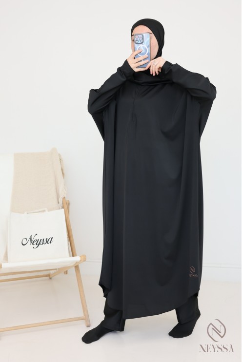 Burkini noir Jilbab de bain pour femme musulmane hijabi