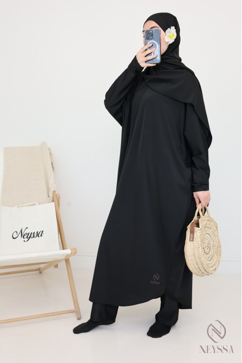 Burkini noir Jilbab de bain pour femme musulmane hijabi