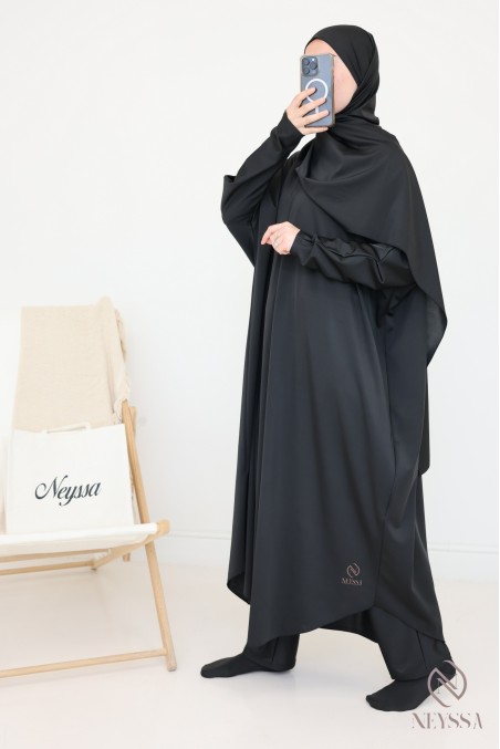 Schwarzer Burkini-Jilbab-Badeanzug für muslimische Hijabi-Frauen