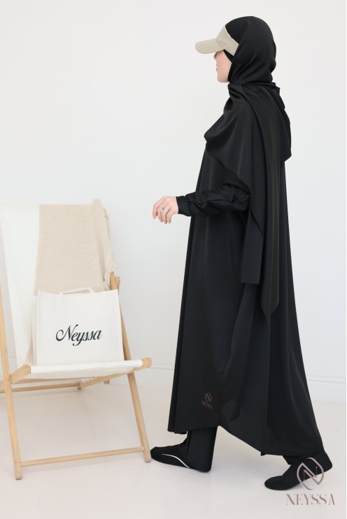 Schwarzer Burkini-Jilbab-Badeanzug für muslimische Hijabi-Frauen