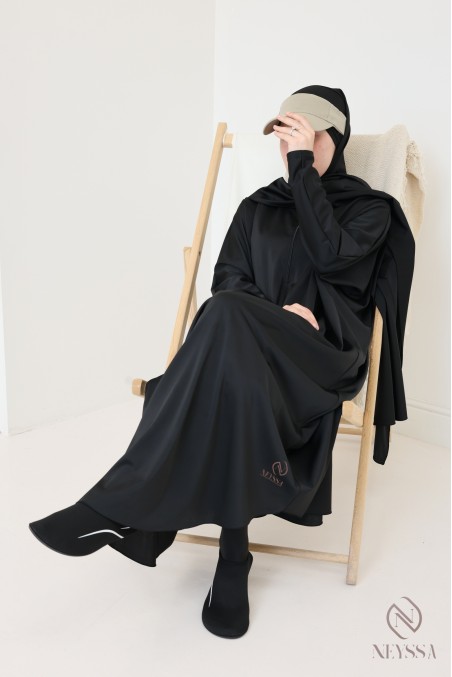 Schwarzer Burkini-Jilbab-Badeanzug für muslimische Hijabi-Frauen