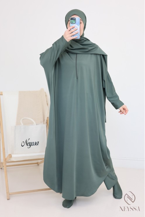 Long burkini swimwear, khaki for women, hijab for swimming