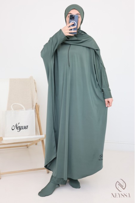 Long burkini swimwear, khaki for women, hijab for swimming