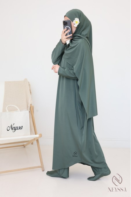 Long burkini swimwear, khaki for women, hijab for swimming