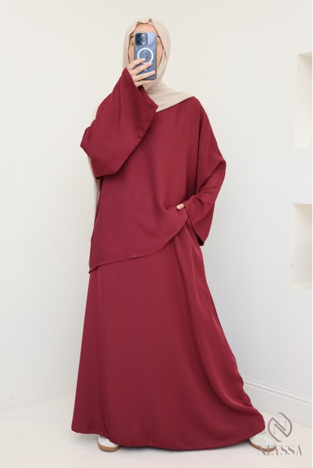 2-piece set long skirt + tunic flowing fabric for summer hijabi