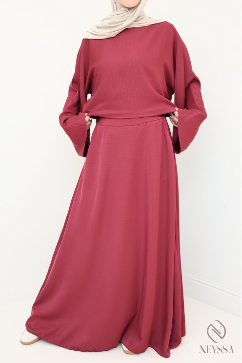 2-piece set long skirt + tunic flowing fabric for summer hijabi