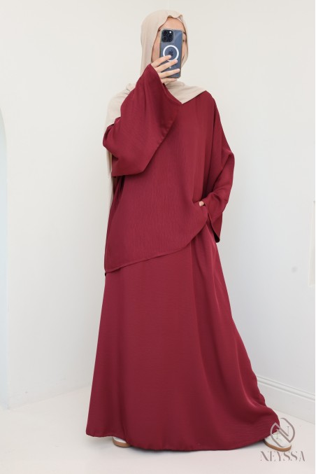 2-piece set long skirt + tunic flowing fabric for summer hijabi